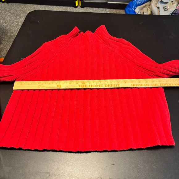 American Eagle Red Chenille Mock Neck Sweater Women’s Medium Soft Cozy Knit - Picture 5 of 7